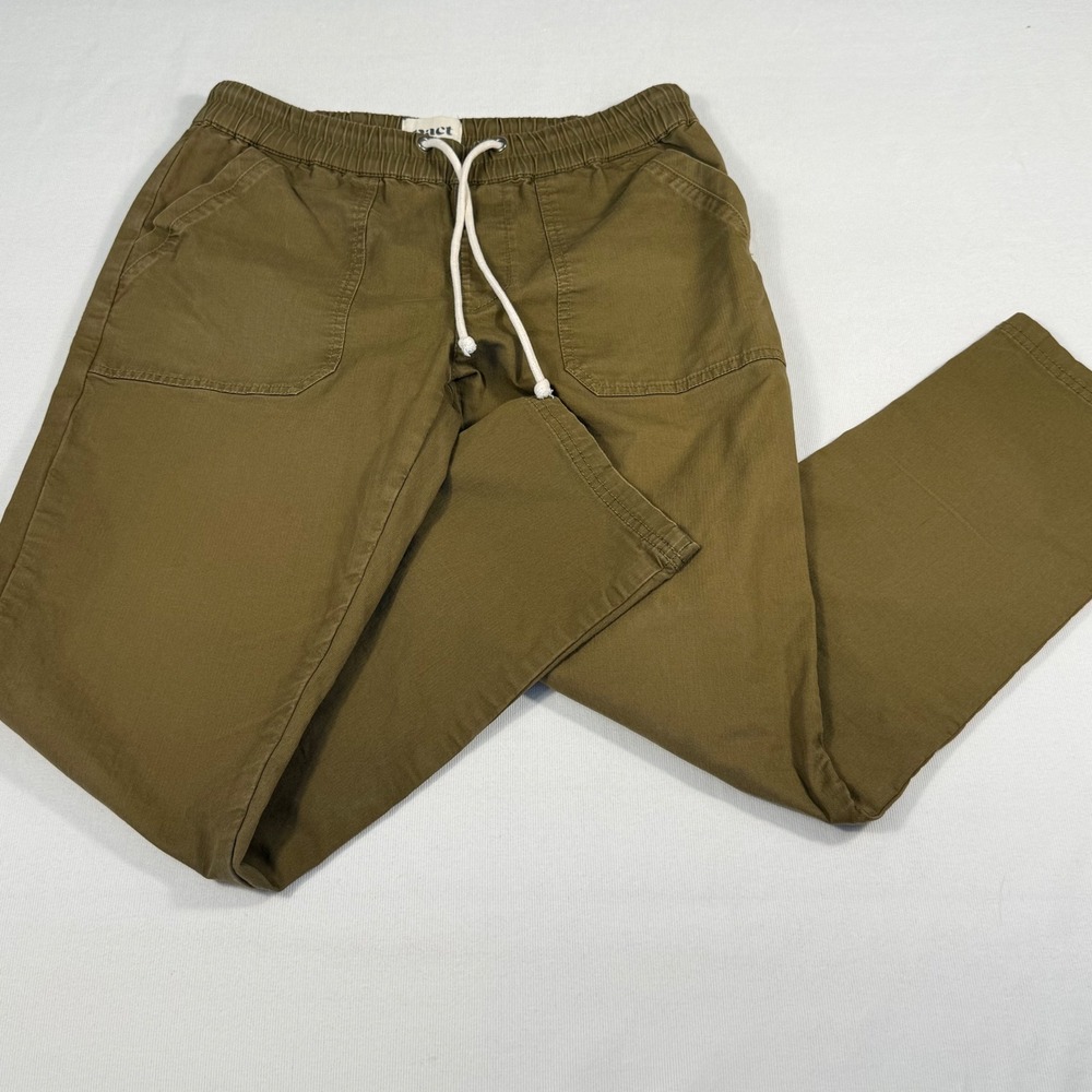 Pact Organic Cotton Jogger Pants Medium Olive Green Elastic Drawstring Chino - Picture 10 of 16